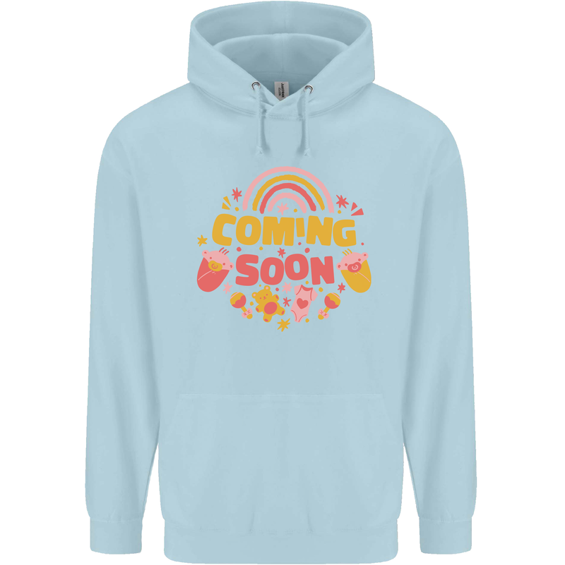 Coming Soon New Baby Pregnancy Pregnant Childrens Kids Hoodie Light Blue