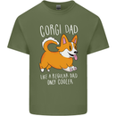 Corgi Dad Funny Fathers Day Dog Mens Cotton T-Shirt Tee Top Military Green