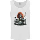 Crazy Drummer Heavy Metal Rock Music Drumming Mens Vest Tank Top White
