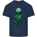 Cthulhu Green Kraken Octopus Skull Kids T-Shirt Childrens Navy Blue
