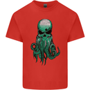 Cthulhu Green Kraken Octopus Skull Kids T-Shirt Childrens Red