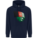 Curled Afghanistan Flag Afghan Day Football Childrens Kids Hoodie Navy Blue