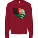 Curled Afghanistan Flag Afghan Day Football Kids Sweatshirt Jumper Red
