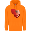Curled Albania Flag Albanian Day Football Childrens Kids Hoodie Orange