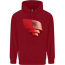 Curled Albania Flag Albanian Day Football Childrens Kids Hoodie Red
