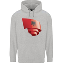Curled Albania Flag Albanian Day Football Mens 80% Cotton Hoodie Sports Grey
