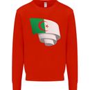 Curled Algeria Flag Algerian Day Football Mens Sweatshirt Jumper Bright Red