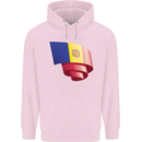 Curled Andorra Flag Andorran Day Football Childrens Kids Hoodie Light Pink