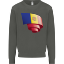 Curled Andorra Flag Andorran Day Football Kids Sweatshirt Jumper Storm Grey