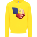 Curled Andorra Flag Andorran Day Football Kids Sweatshirt Jumper Yellow