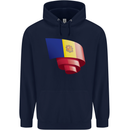 Curled Andorra Flag Andorran Day Football Mens 80% Cotton Hoodie Navy Blue