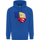 Curled Andorra Flag Andorran Day Football Mens 80% Cotton Hoodie Royal Blue