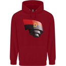 Curled Angola Flag Angolan Day Football Childrens Kids Hoodie Red
