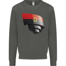 Curled Angola Flag Angolan Day Football Kids Sweatshirt Jumper Storm Grey