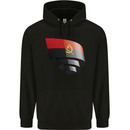 Curled Angola Flag Angolan Day Football Mens 80% Cotton Hoodie Black