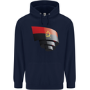Curled Angola Flag Angolan Day Football Mens 80% Cotton Hoodie Navy Blue