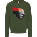 Curled Angola Flag Angolan Day Football Mens Sweatshirt Jumper Forest Green