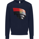 Curled Angola Flag Angolan Day Football Mens Sweatshirt Jumper Navy Blue