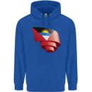 Curled Antigua and Barbuda Flag Day Football Childrens Kids Hoodie Royal Blue