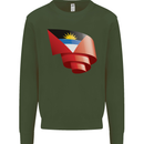Curled Antigua and Barbuda Flag Day Football Kids Sweatshirt Jumper Forest Green
