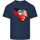 Curled Antigua and Barbuda Flag Day Football Kids T-Shirt Childrens Navy Blue