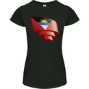 Curled Antigua and Barbuda Flag Day Football Womens Petite Cut T-Shirt Black