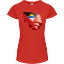 Curled Antigua and Barbuda Flag Day Football Womens Petite Cut T-Shirt Red