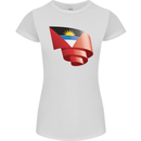 Curled Antigua and Barbuda Flag Day Football Womens Petite Cut T-Shirt White