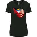 Curled Antigua and Barbuda Flag Day Football Womens Wider Cut T-Shirt Black