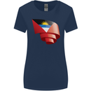 Curled Antigua and Barbuda Flag Day Football Womens Wider Cut T-Shirt Navy Blue