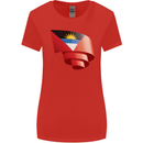 Curled Antigua and Barbuda Flag Day Football Womens Wider Cut T-Shirt Red