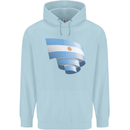 Curled Argentina Flag Argentinian Day Football Childrens Kids Hoodie Light Blue