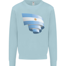 Curled Argentina Flag Argentinian Day Football Kids Sweatshirt Jumper Light Blue