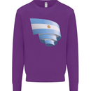 Curled Argentina Flag Argentinian Day Football Kids Sweatshirt Jumper Purple