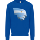 Curled Argentina Flag Argentinian Day Football Kids Sweatshirt Jumper Royal Blue