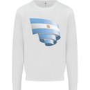 Curled Argentina Flag Argentinian Day Football Kids Sweatshirt Jumper White
