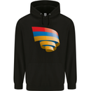 Curled Armenia Flag Armenian Day Football Childrens Kids Hoodie Black