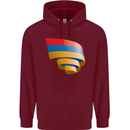 Curled Armenia Flag Armenian Day Football Childrens Kids Hoodie Maroon