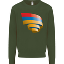 Curled Armenia Flag Armenian Day Football Kids Sweatshirt Jumper Forest Green