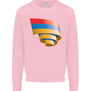 Curled Armenia Flag Armenian Day Football Kids Sweatshirt Jumper Light Pink