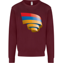 Curled Armenia Flag Armenian Day Football Kids Sweatshirt Jumper Maroon