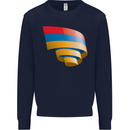 Curled Armenia Flag Armenian Day Football Kids Sweatshirt Jumper Navy Blue