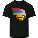 Curled Armenia Flag Armenian Day Football Kids T-Shirt Childrens Black
