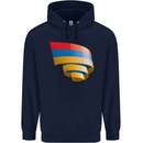 Curled Armenia Flag Armenian Day Football Mens 80% Cotton Hoodie Navy Blue