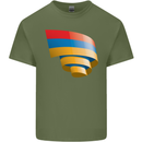 Curled Armenia Flag Armenian Day Football Mens Cotton T-Shirt Tee Top Military Green