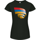 Curled Armenia Flag Armenian Day Football Womens Petite Cut T-Shirt Black
