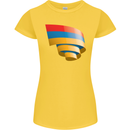 Curled Armenia Flag Armenian Day Football Womens Petite Cut T-Shirt Yellow