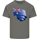 Curled Australia Flag Australian Day Football Kids T-Shirt Childrens Charcoal