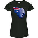 Curled Australia Flag Australian Day Football Womens Petite Cut T-Shirt Black