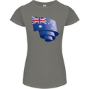 Curled Australia Flag Australian Day Football Womens Petite Cut T-Shirt Charcoal
